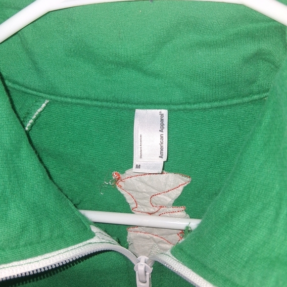 Women's American Apparel Art Prize Long Sleeve Full Zip Jacket Green White M - Picture 5 of 6